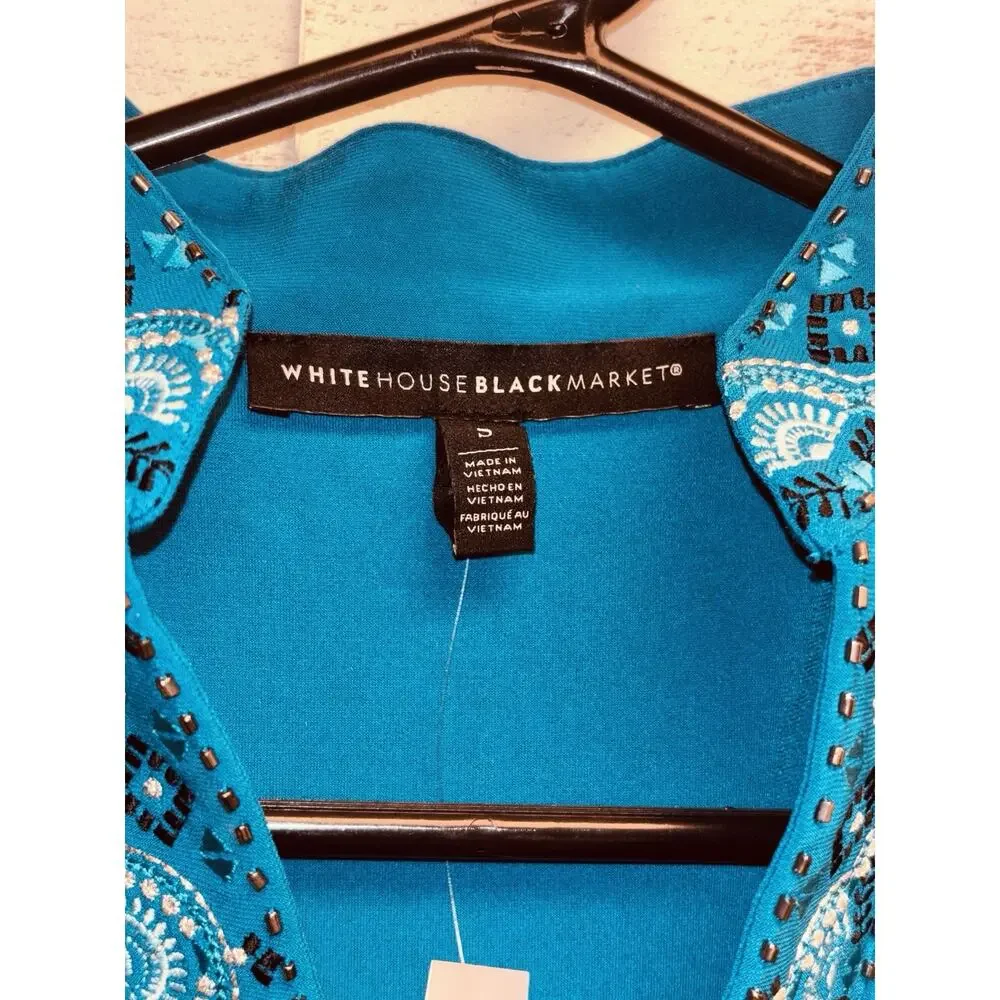 Sz S White House Black Market Halter Neck Embroidered Chemise Ocean Tropic Color